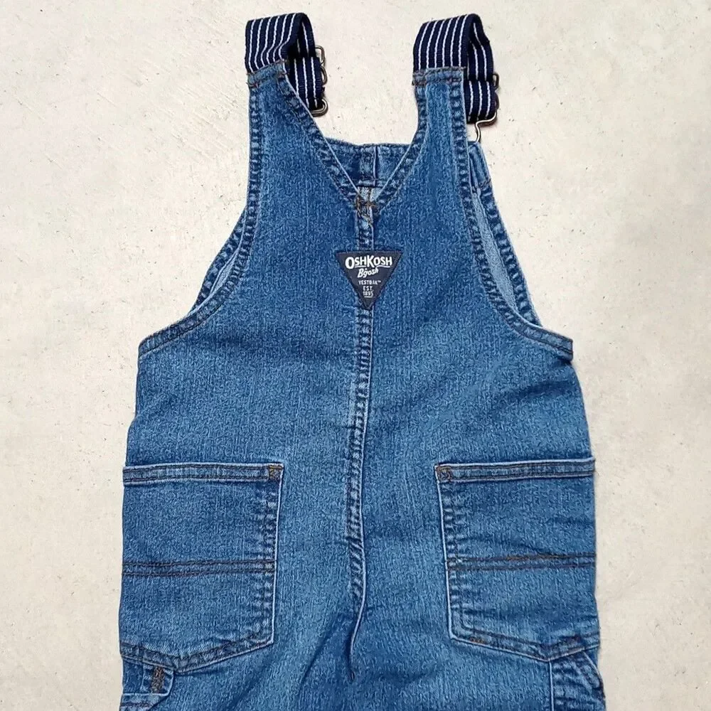 OshKosh B’gosh Toddler Bib Overalls 2T Jean Carpenter Stretch Denim Utility